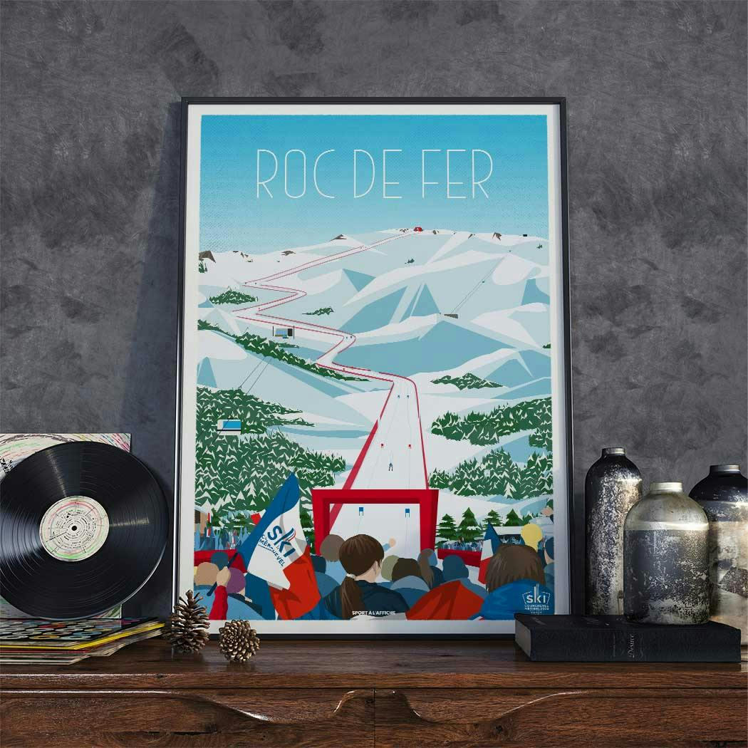 SKI - Affiche Ski - Courchevel Méribel 2023 Roc de Fer 30x40cm
