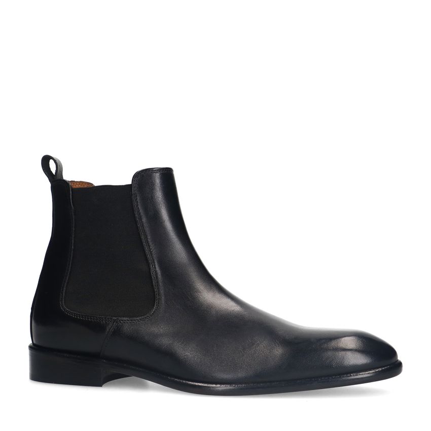 Manfield Zwarte leren chelsea boots