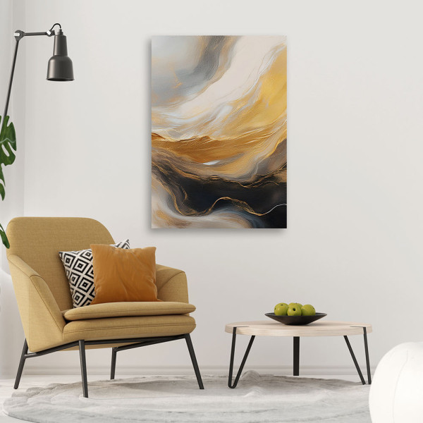 Feeby Obraz na płótnie, Abstrakcja Marmur Tekstura Złoto Szary 40x60