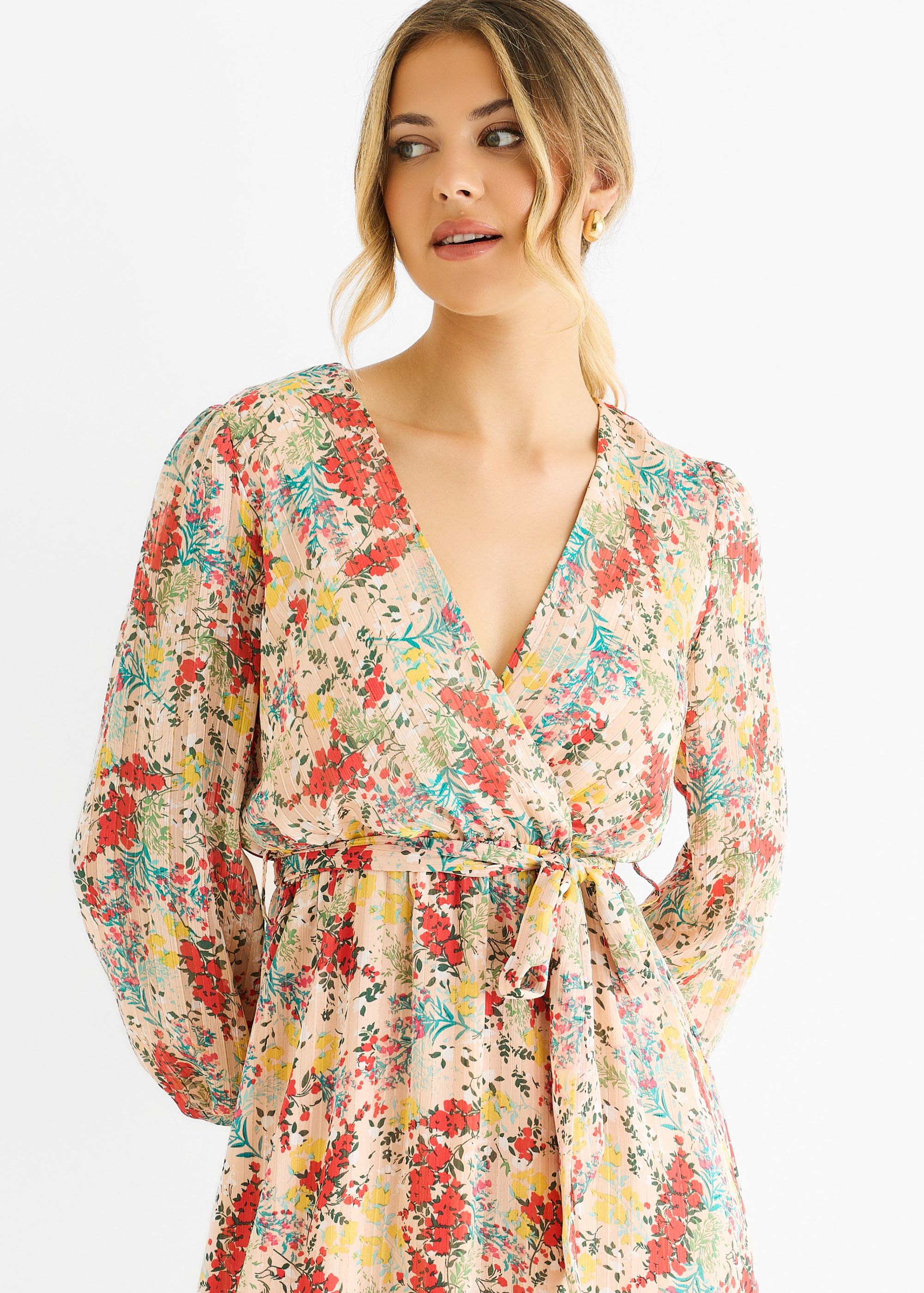 Gini London Multi Jacquard Chiffon Midi Dress