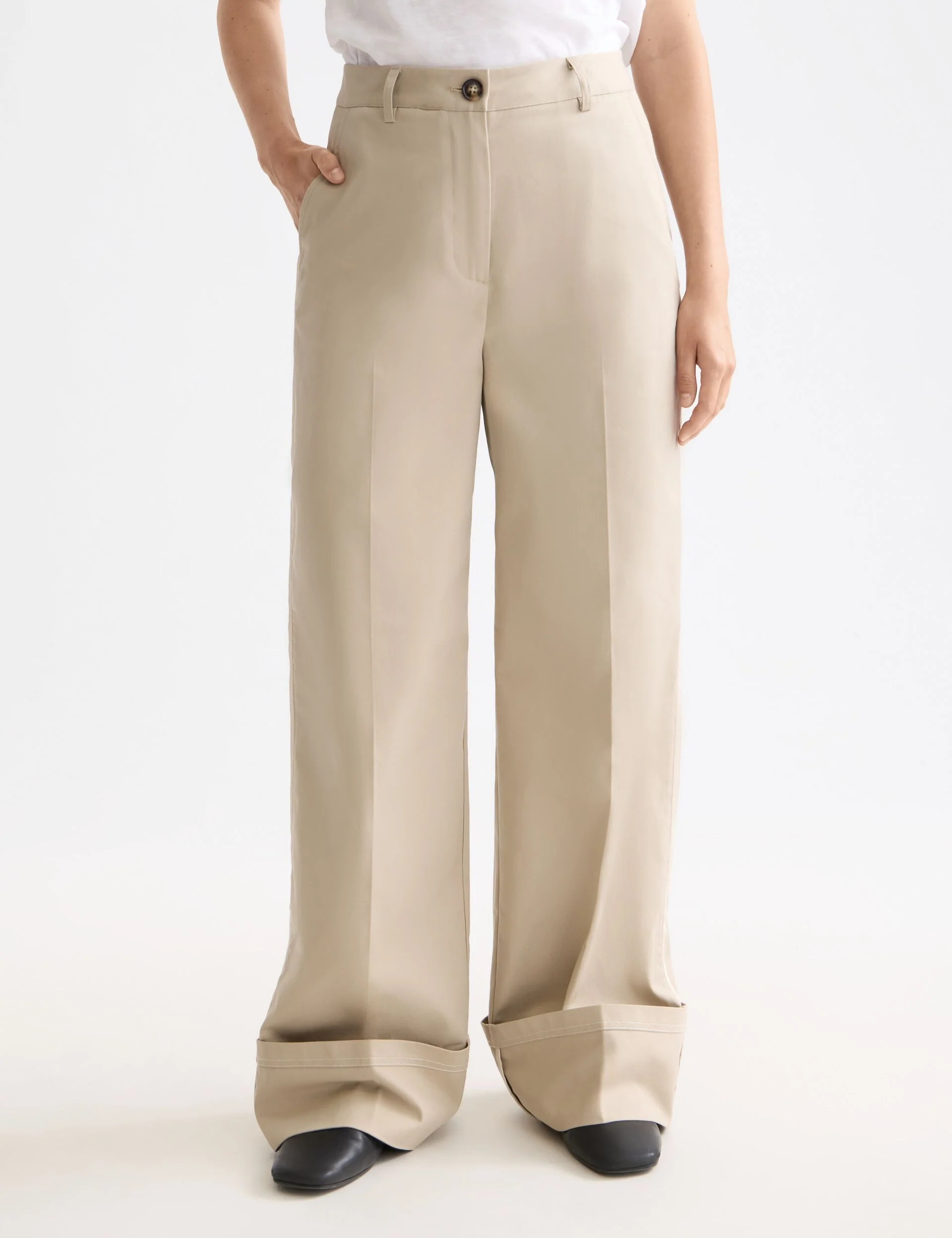 Luca high rise wide leg cuffed chino pant