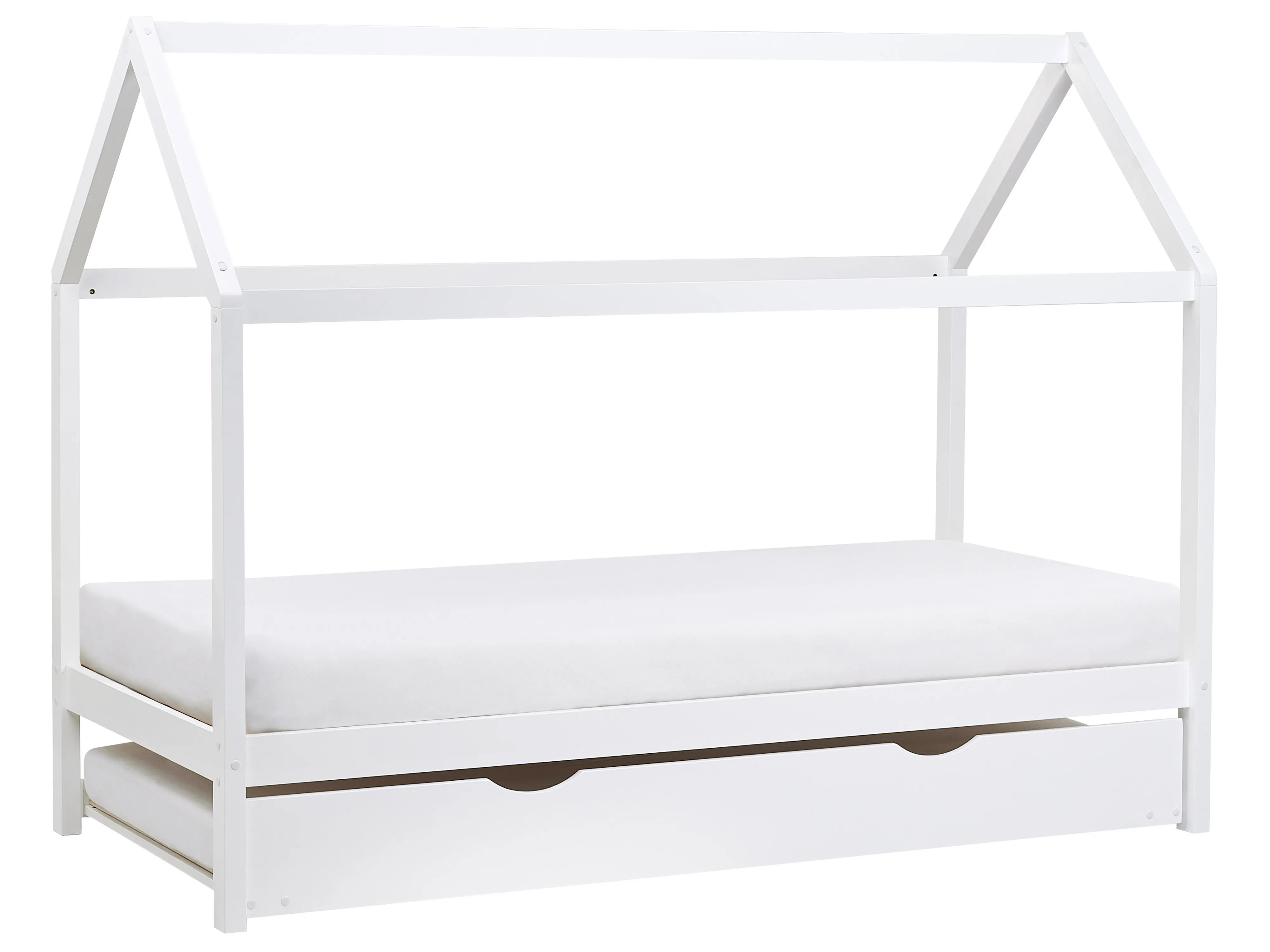 Kids Trundle Bed Pine Wood CRILLON 90 x 200 cm (EU Single) White