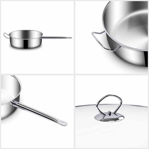 SOGA 26cm Stainless Steel Saucepan Sauce pan with Glass Lid and Helper Handle Triple Ply Base Cookware