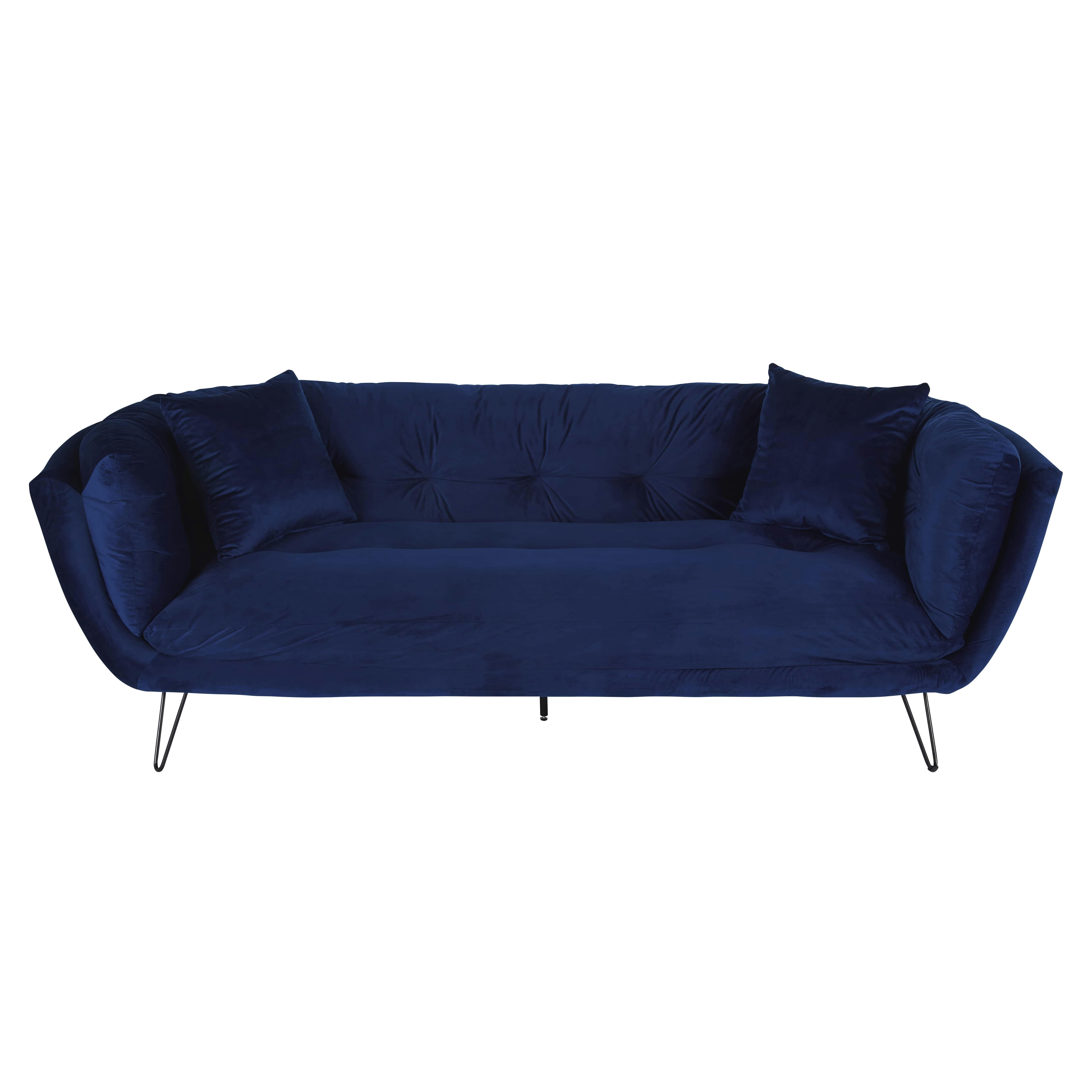 Dot - Canapé 3 places en velours bleu nuit