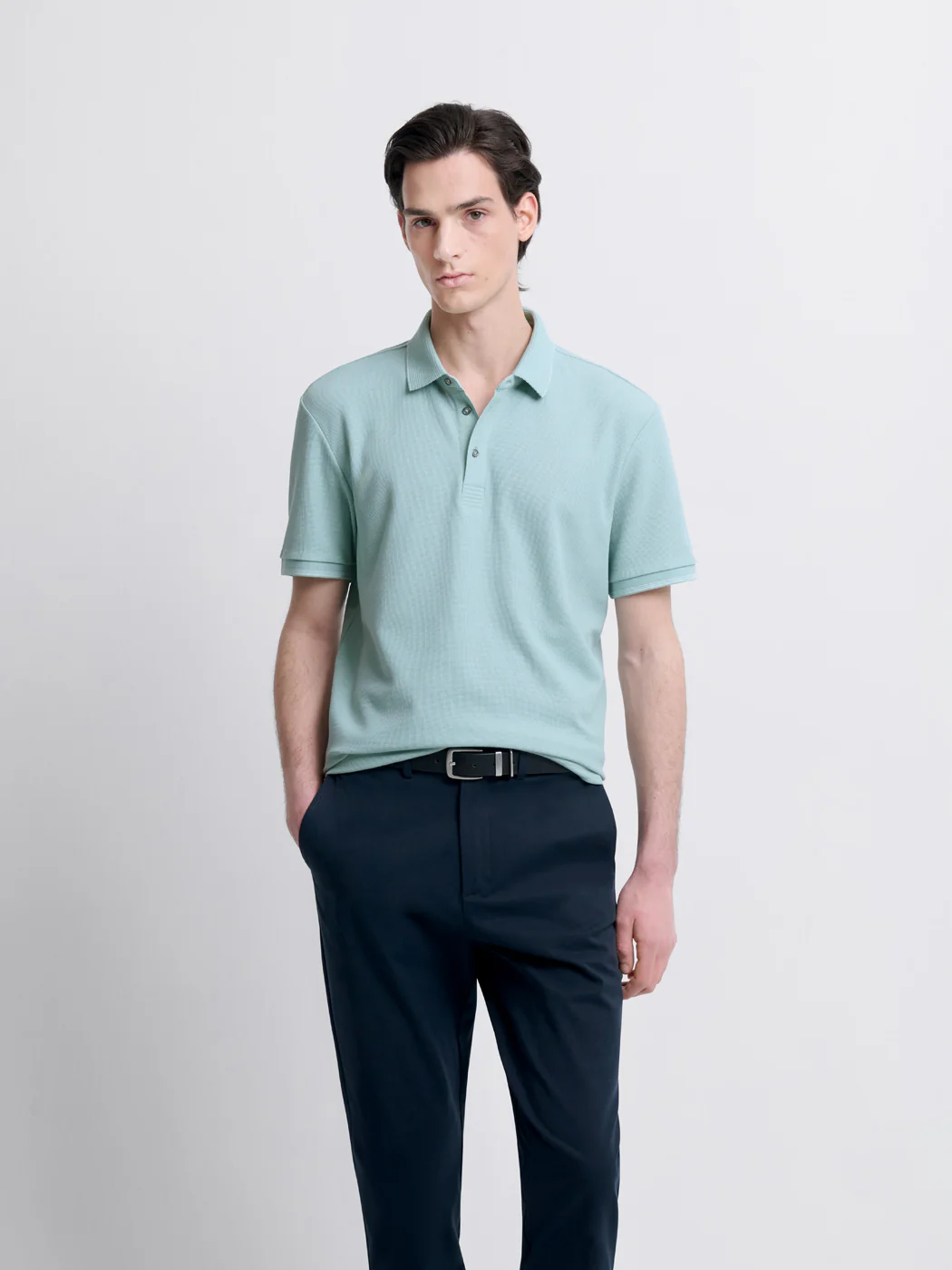 Polo col boutonné gauffré