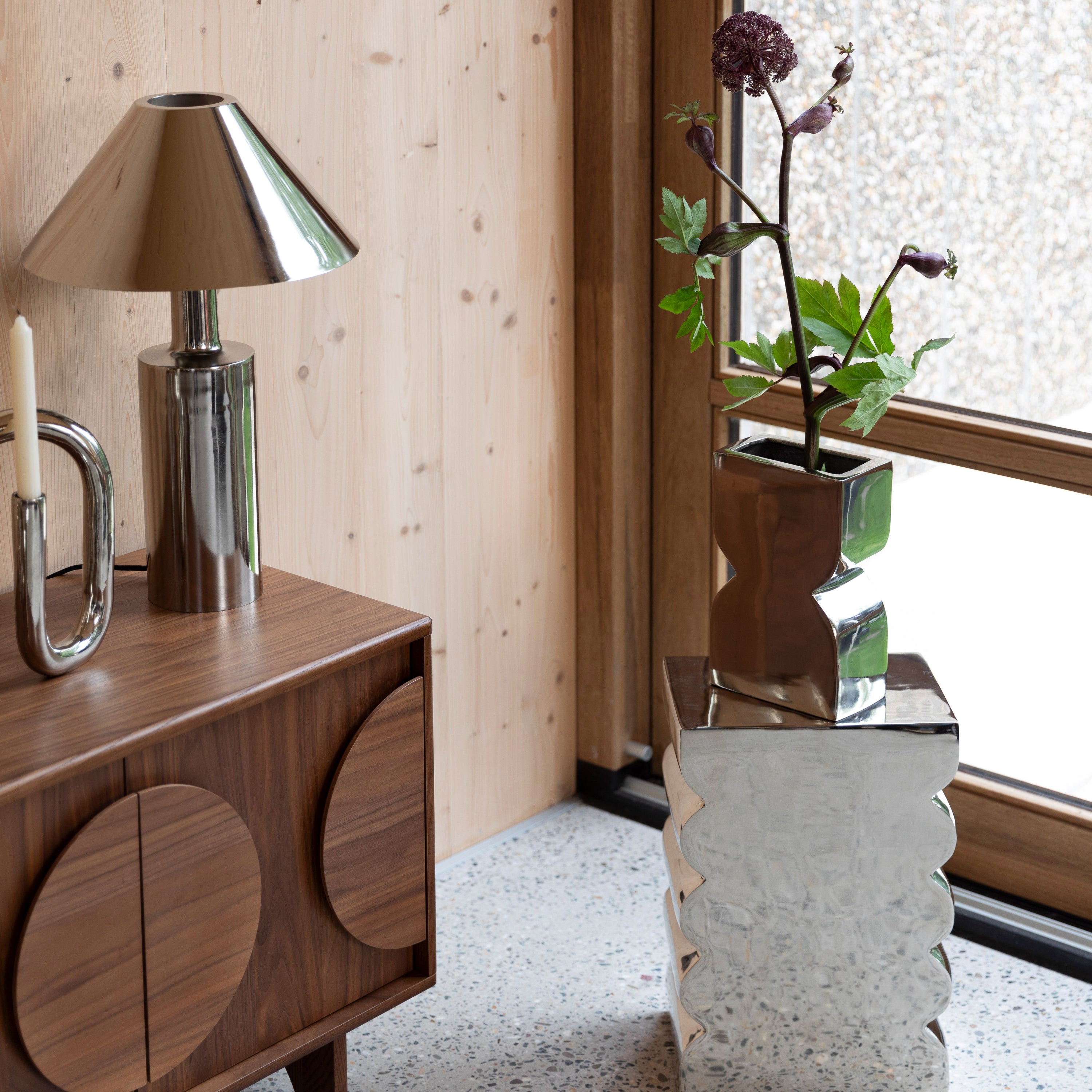 Zuiver Curves Kruk H 45 cm - Shiny Silver