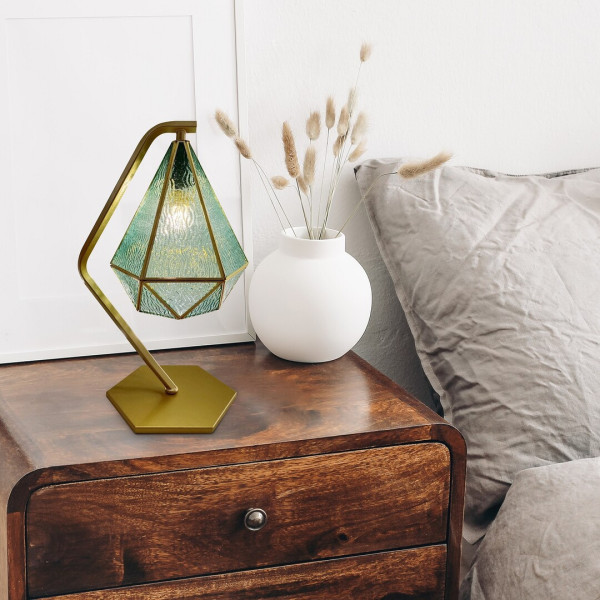 Lampa stołowa vintage niebiesko-złota NORAH 1xE14x40W wys:44cm Rabalux