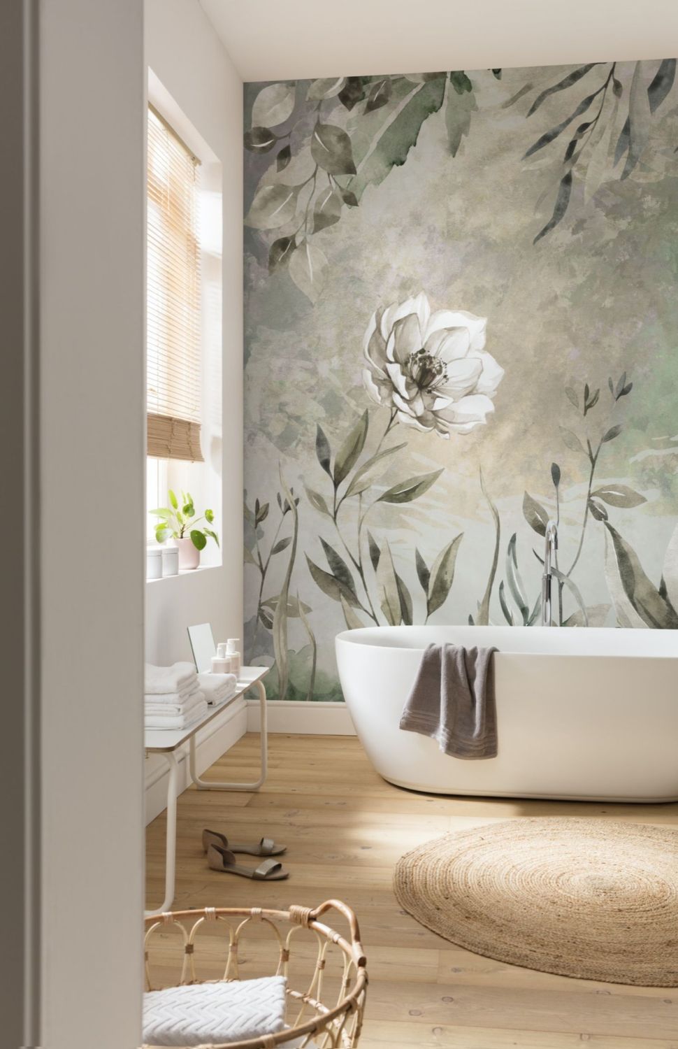 Sanders & Sanders fotobehang bloemen groen en roze - 300 x 280 cm - 612010
