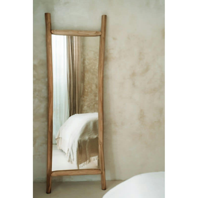 ISLAND - Miroir rectangulaire avec contour en bois de teck naturel 170*57cm