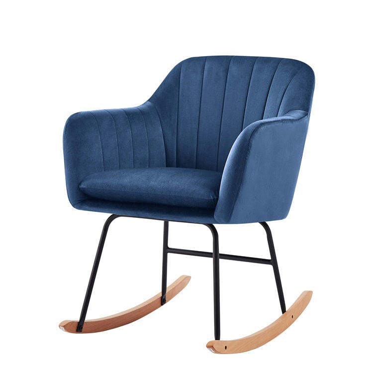 ELSA - Fauteuil  en velours bleu rocking chair