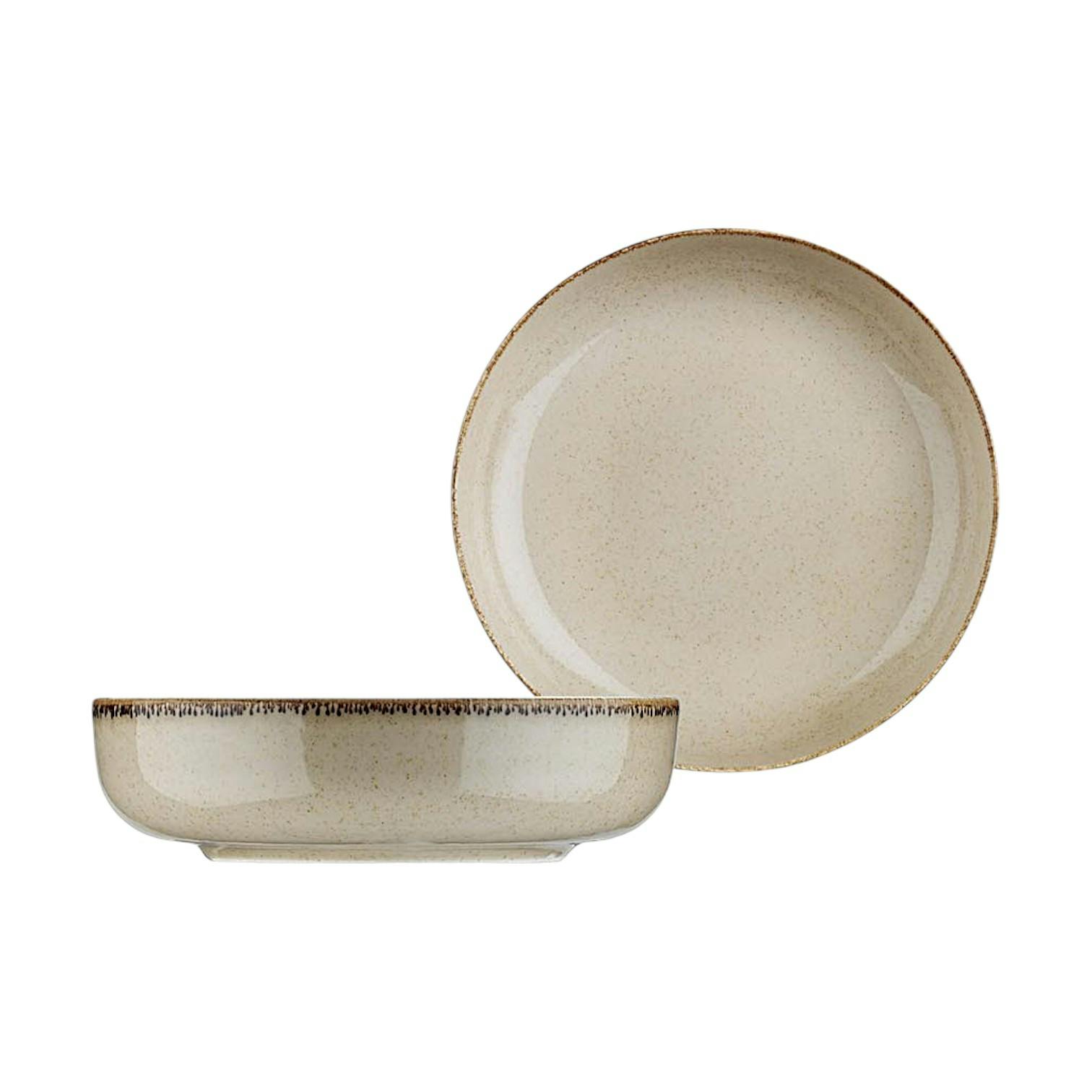 Assiette creuse poke bowl beige antique (lot de 2) ELDA