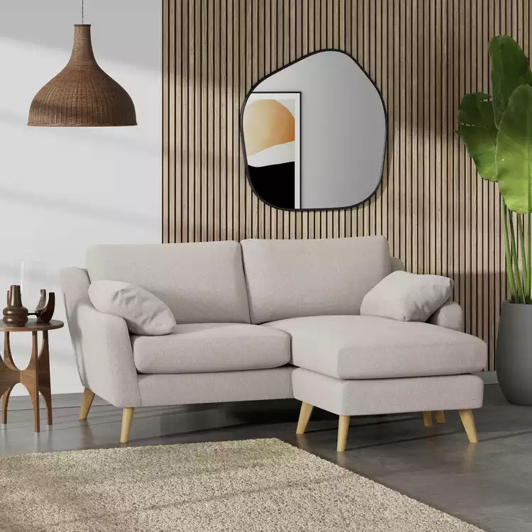 Habitat Ivor Right Hand Corner Sofa - Stone - Ash Leg