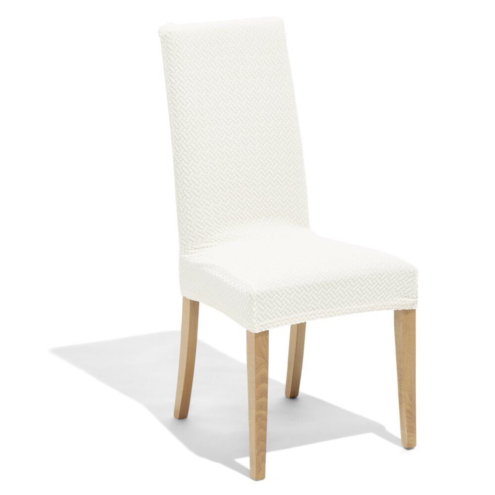 Lot de 2 housses de chaise polyester beige 45xH45x40cm