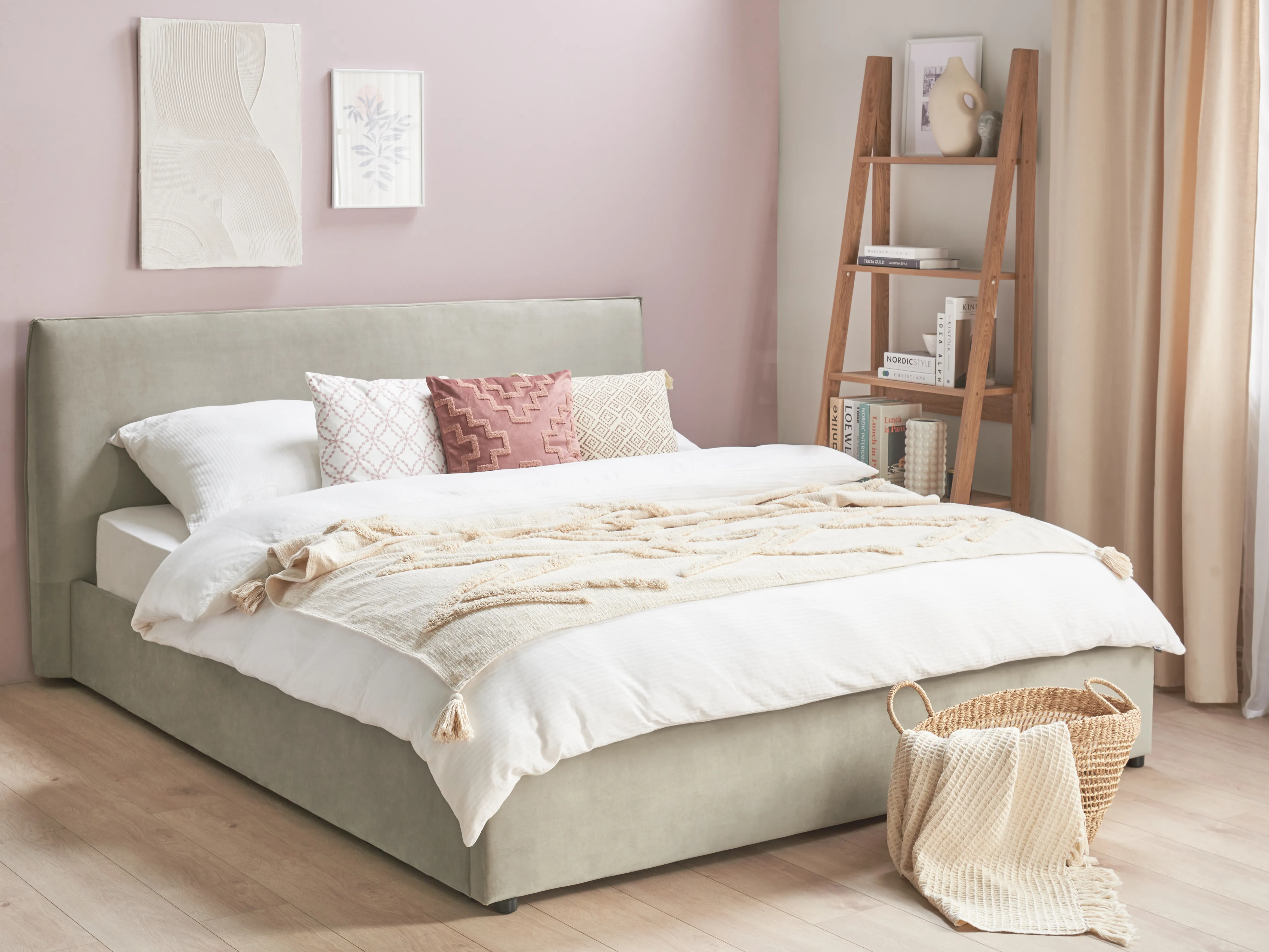 Ottoman Bed Velvet LAVAUR 180 x 200 cm (EU Super King) Taupe