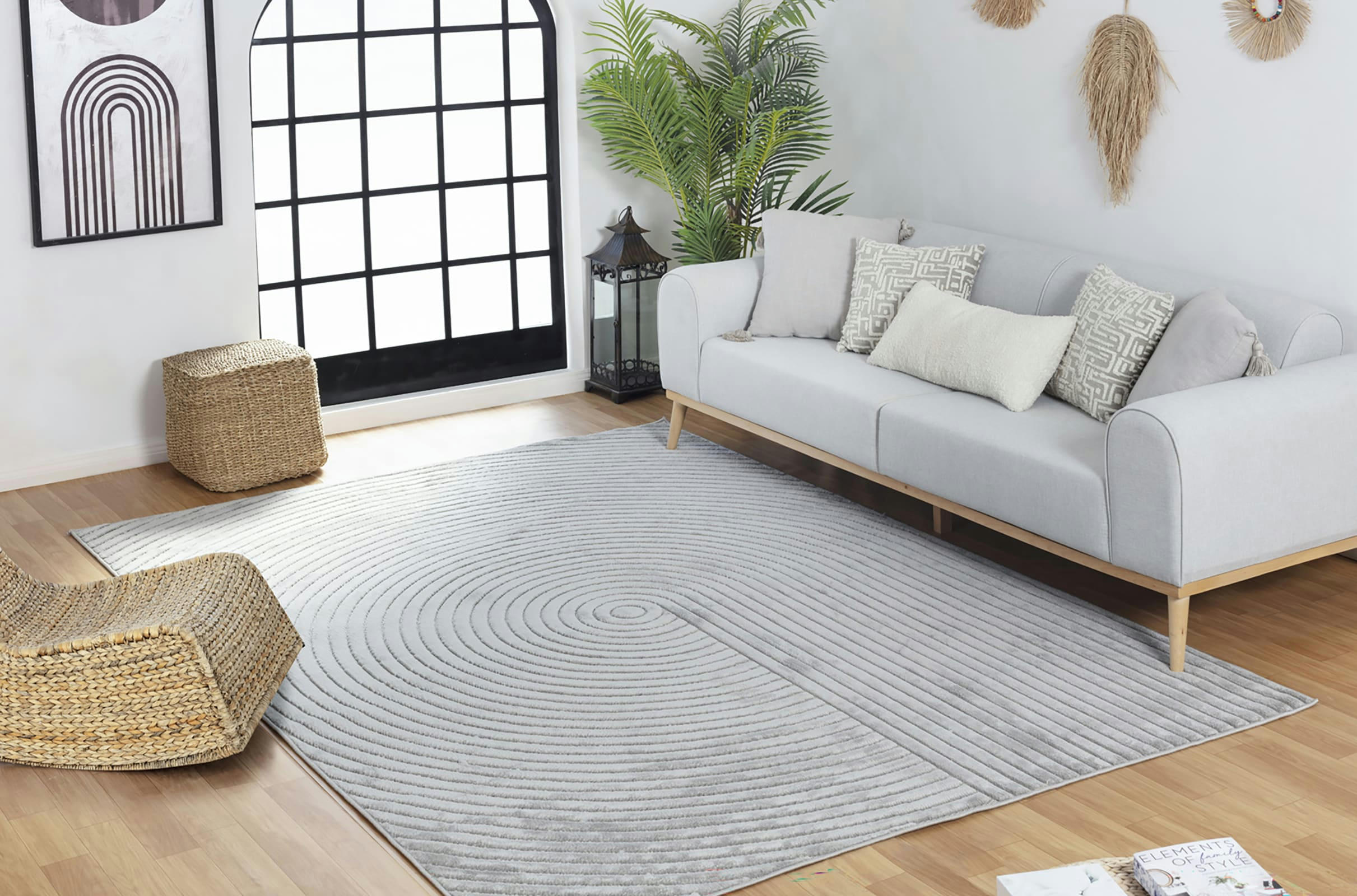 EMIKO - Tapis d'Intérieur/d'Extérieur Hygge Gris 80x150