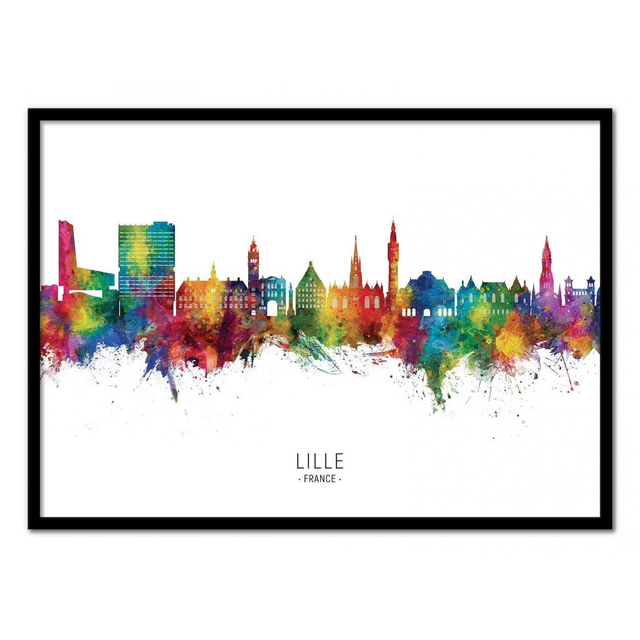 MICHAEL TOMPSETT - LILLE FRANCE SKYLINE -  Affiche d'art 30 x 40 cm