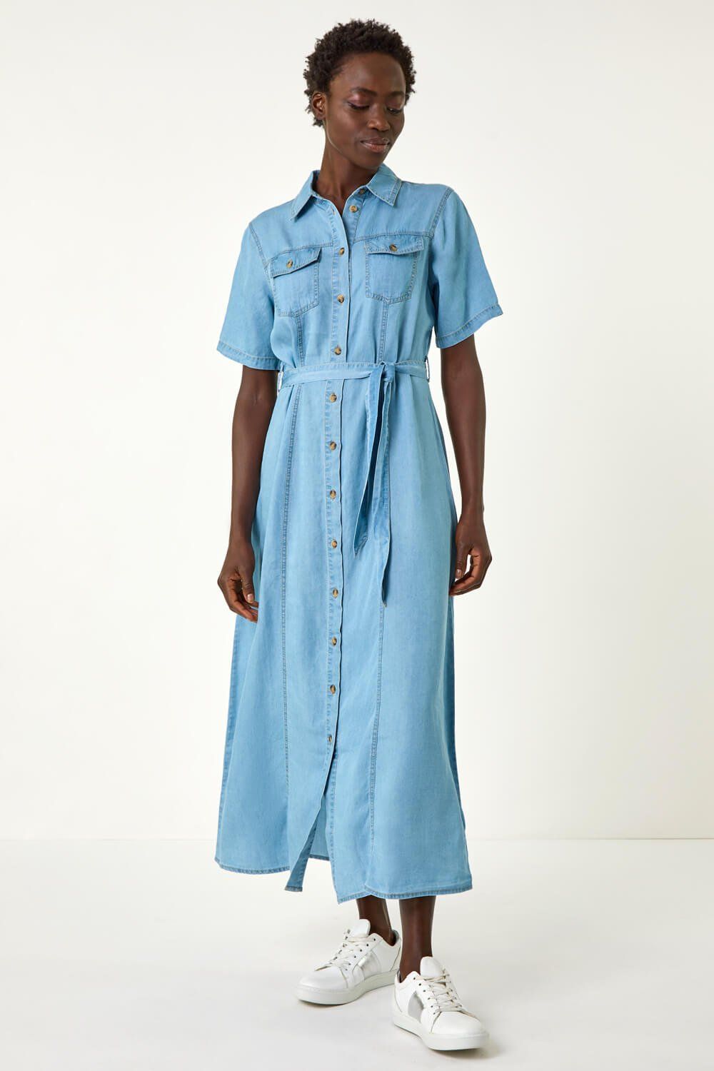 Roman Button Through Midi Dress