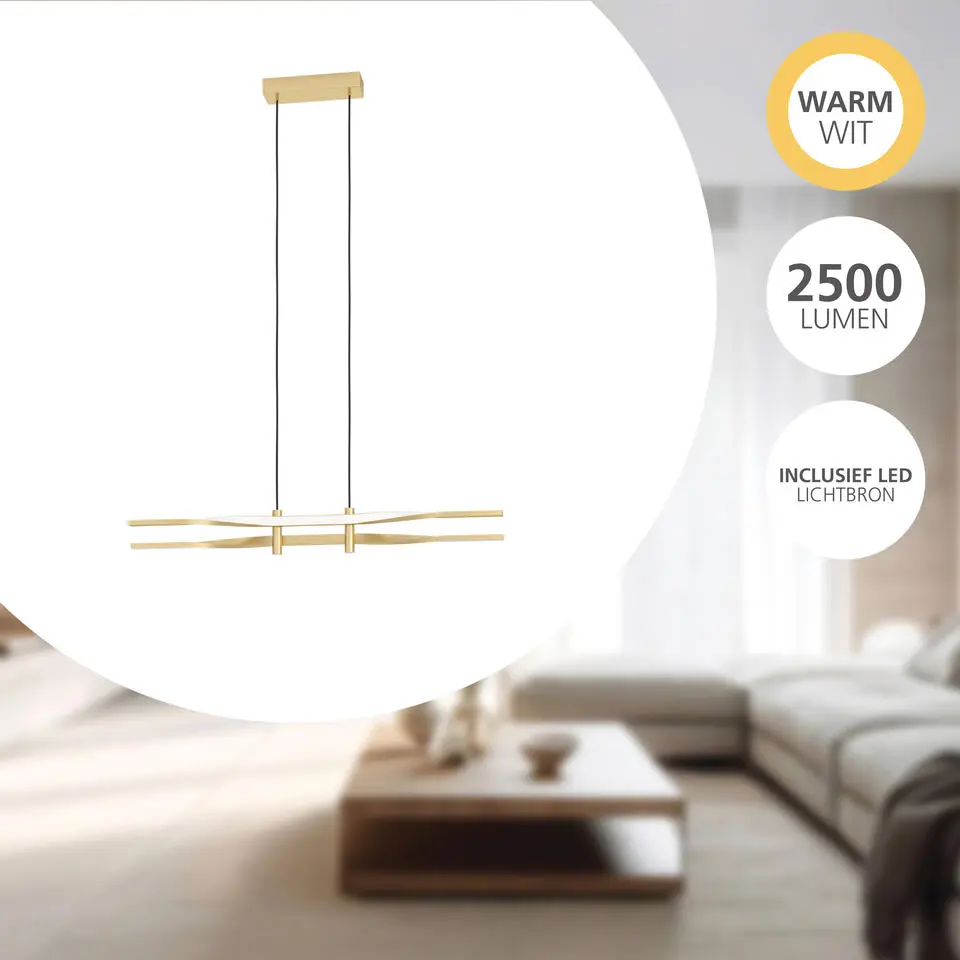 EGLO Colmeal Hanglamp - LED - 76 cm - Goud/Wit