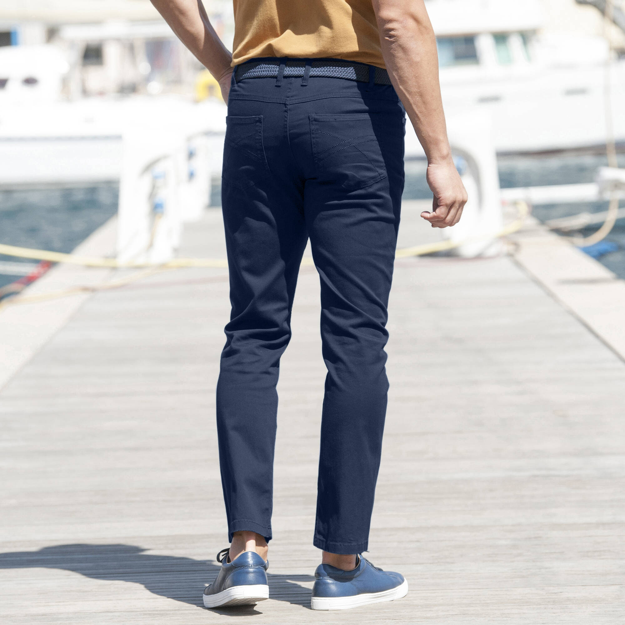 Pantalon droit 5 poches élastiqué c&ocirc;tés - L30