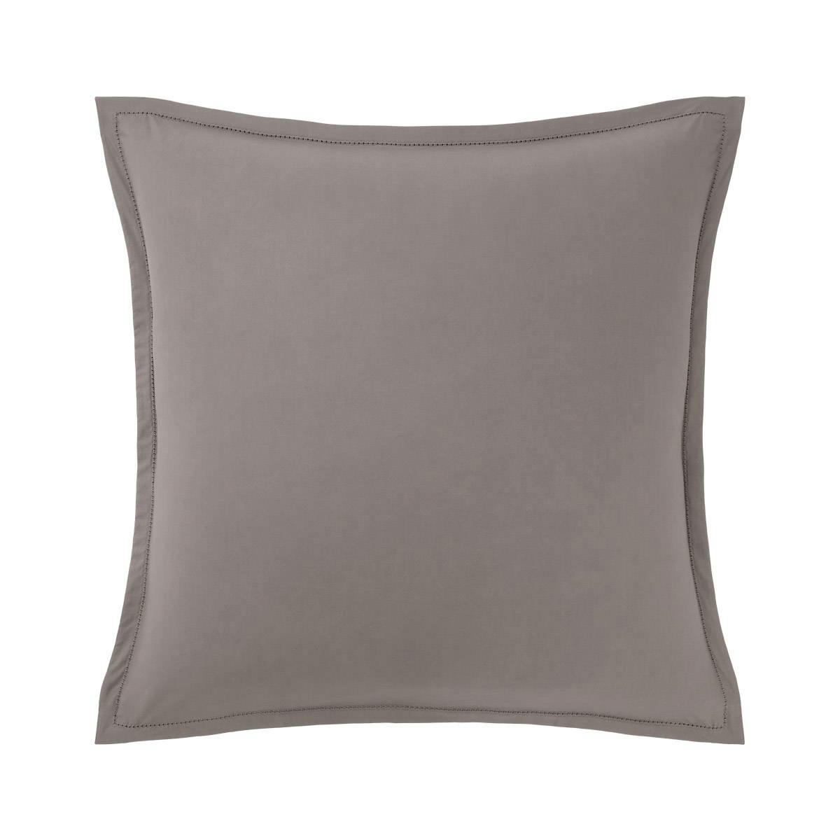 ALCOVE - Taie d'oreiller en percale de coton gris 65 x 65 cm