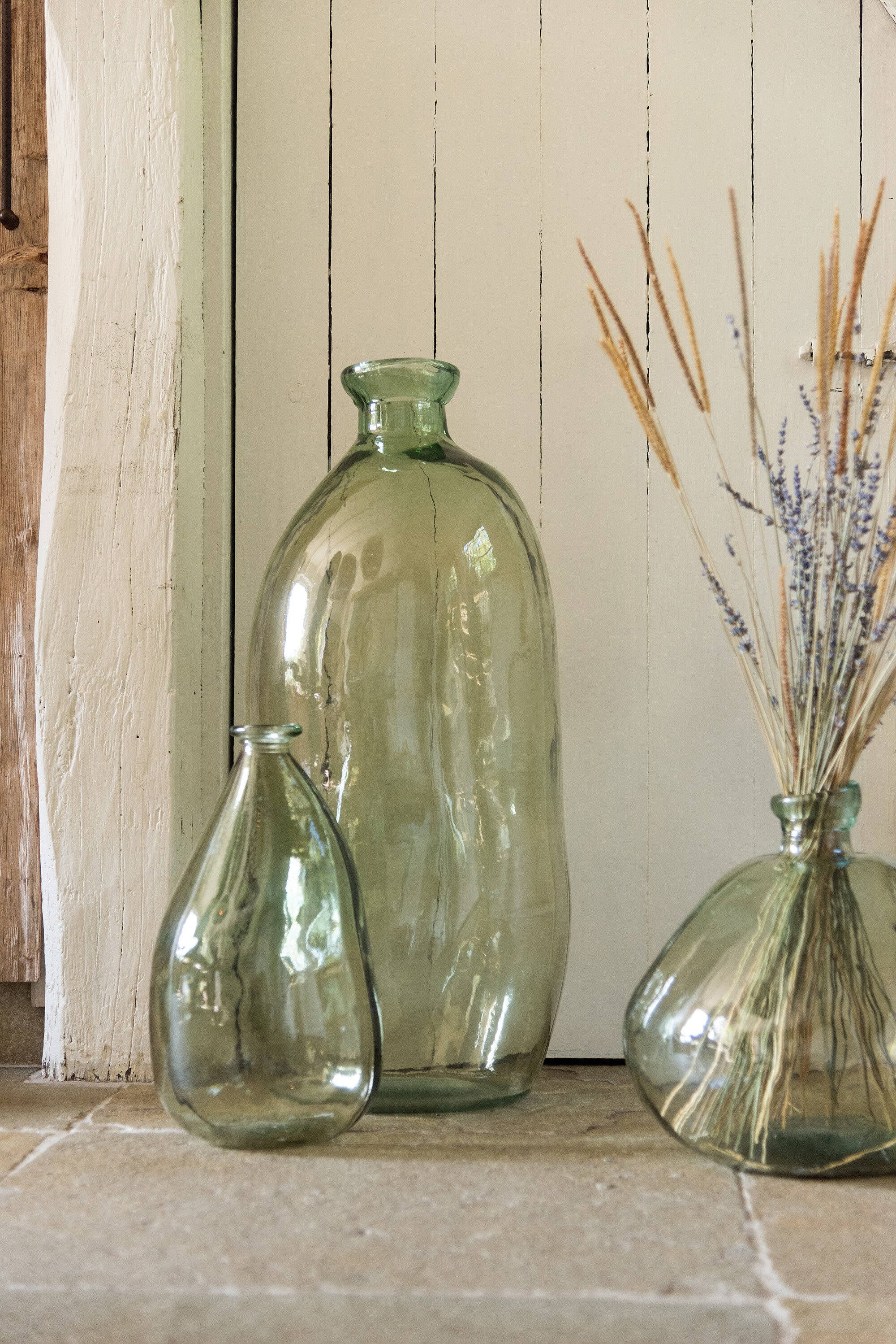 J-Line vaas Olivia - glas - watergroen - 73 cm hoog