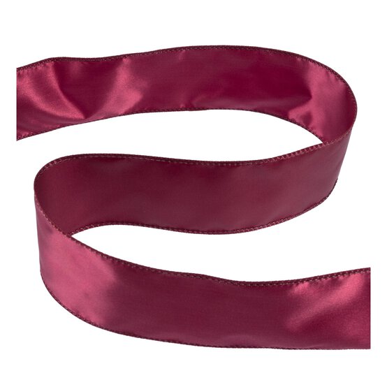 Burgundy Wire Edge Satin Ribbon 63mm x 3m