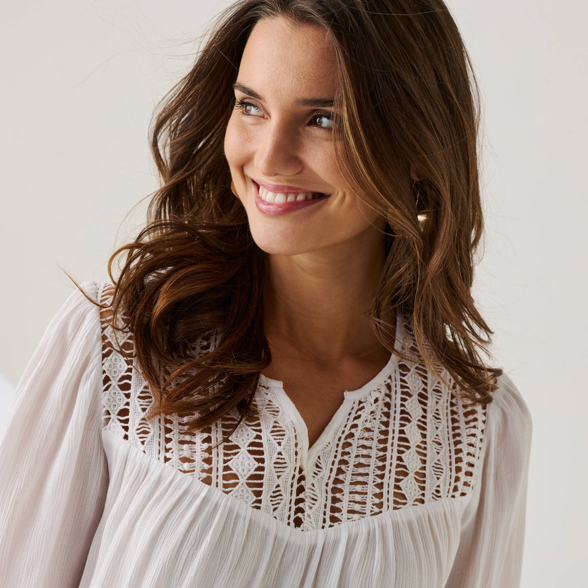 Blouse macramé manches 3/4