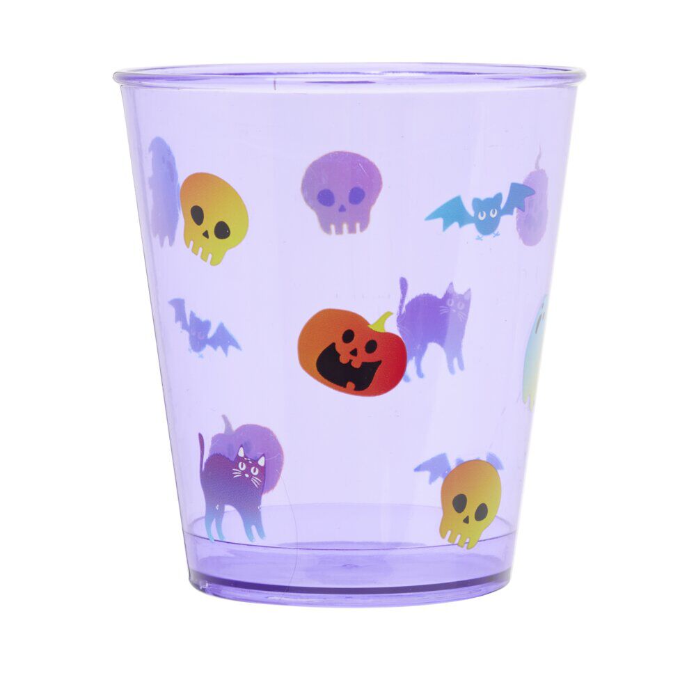Verre plastique motif Halloween orange et violet Ø7xH13cm x6