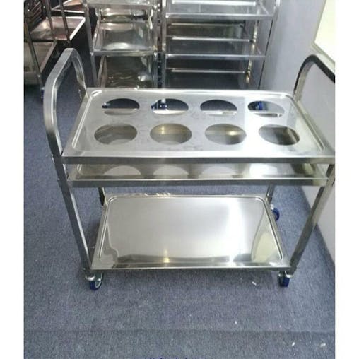 SOGA 2X 2 Tier Stainless Steel 8 Compartment Seasoning Trolley