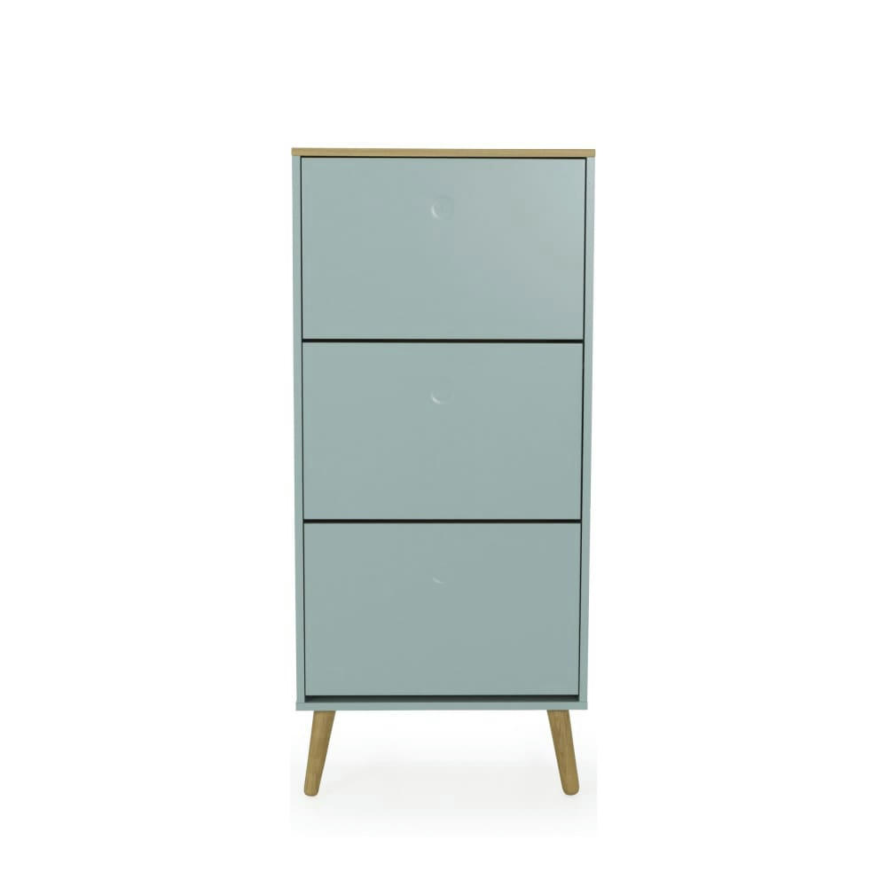 DOT - Meuble à chaussures en bois 3 compartiments vert d'eau