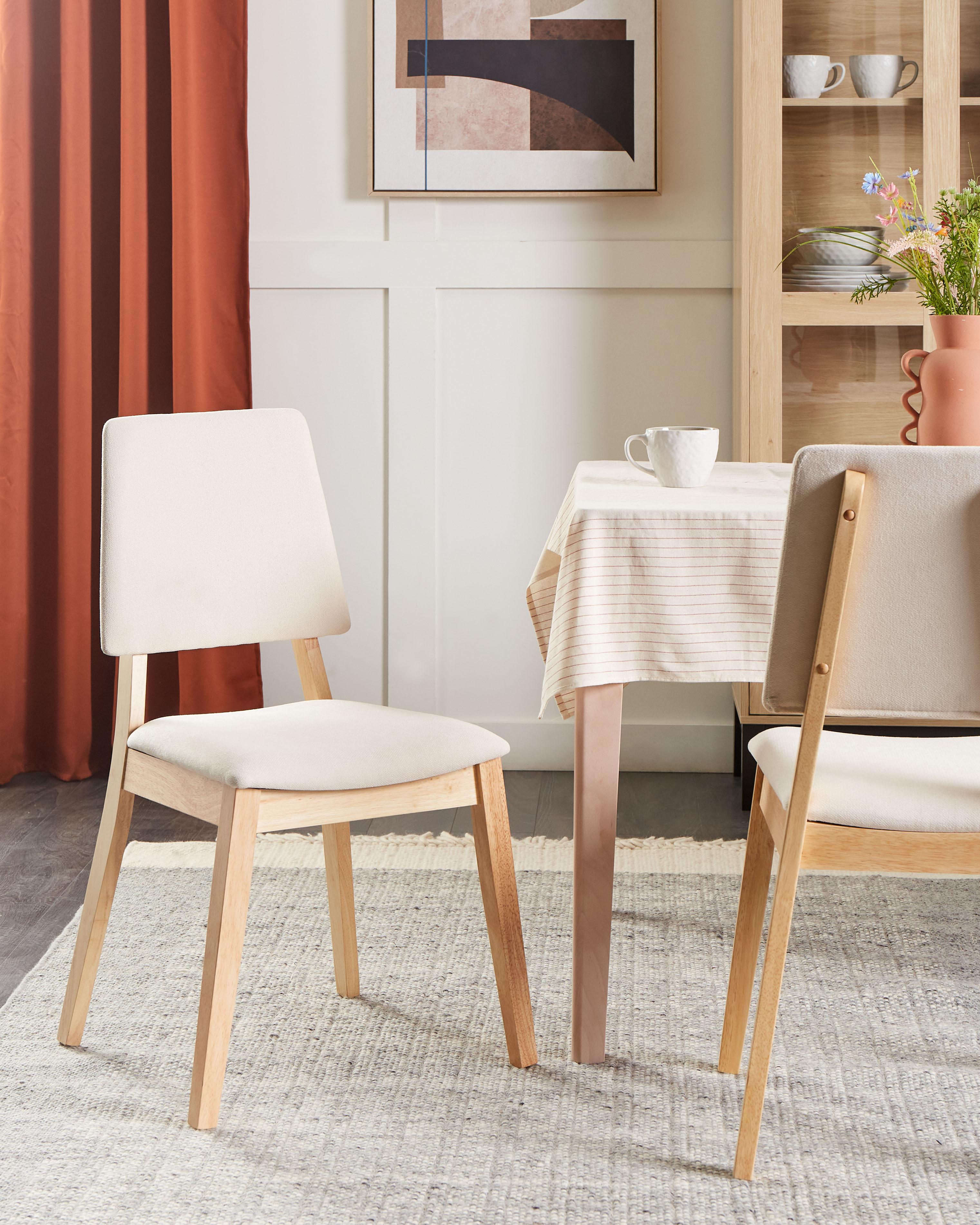 Set of 2 Dining Chairs MERRILL Wood Light Beige