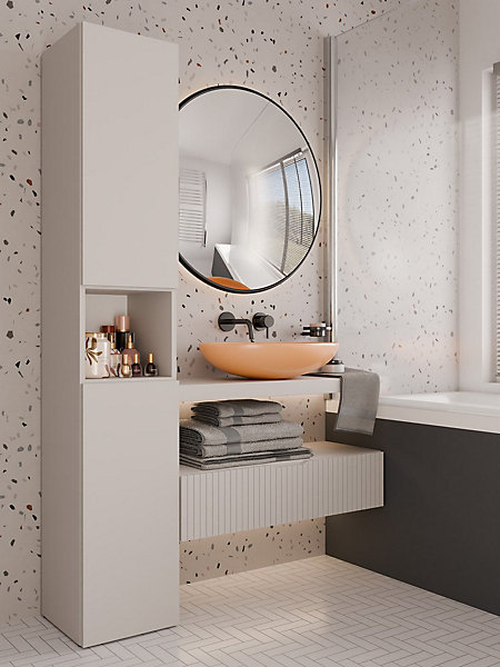 LUANA - Meuble de salle de bain 2 portes - 31x30x174 cm - BEIGE