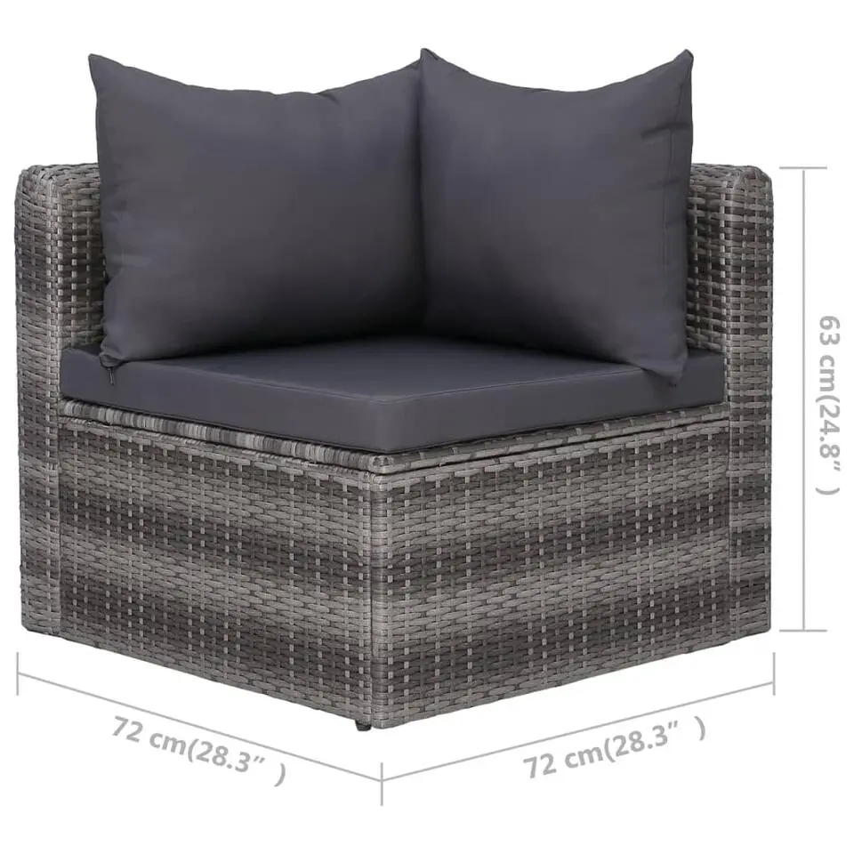 vidaXL - Loungeset - Grijs - Poly rattan - 3 stuks