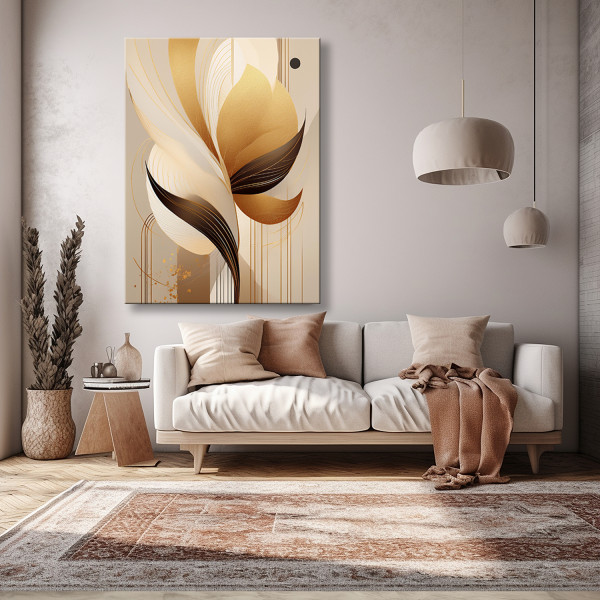 Feeby Obraz na płótnie, Abstrakcja Złoty Kształty Boho 40x60
