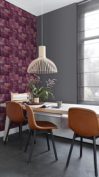 ESTAhome papier peint tapis patchwork kilim oriental bordeaux 53 cm x 10.05 m