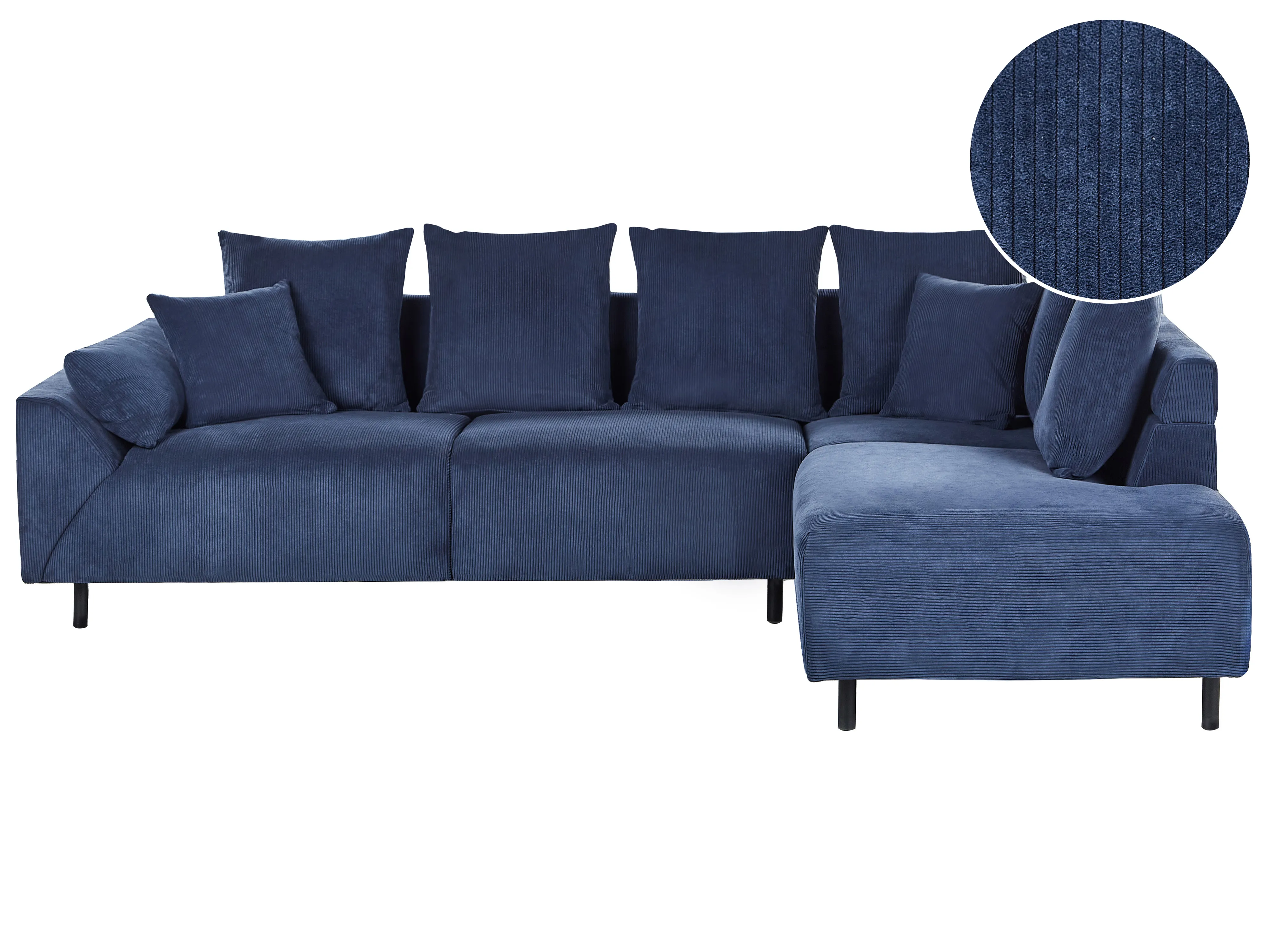 Corner Sofa 4 Seater LUNNER Corduroy Dark Blue Left Hand
