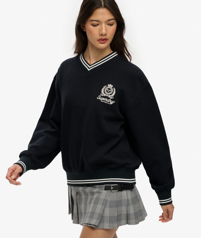 Country Club Crest V-Neckline Sweatshirt