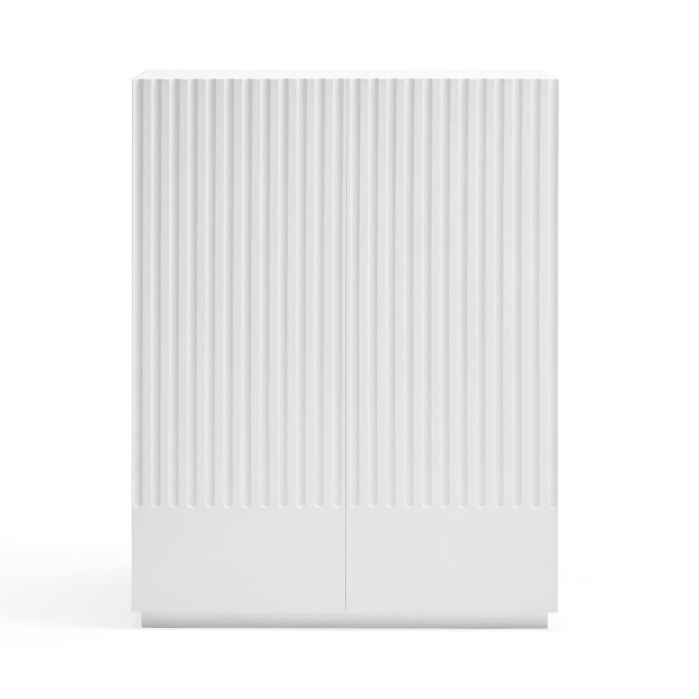 DORIC - Buffet haut 2 portes en bois H120cm blanc