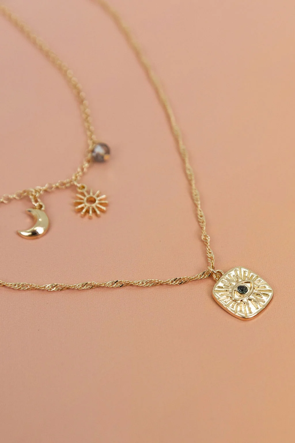 Layered Gold Charm Necklace