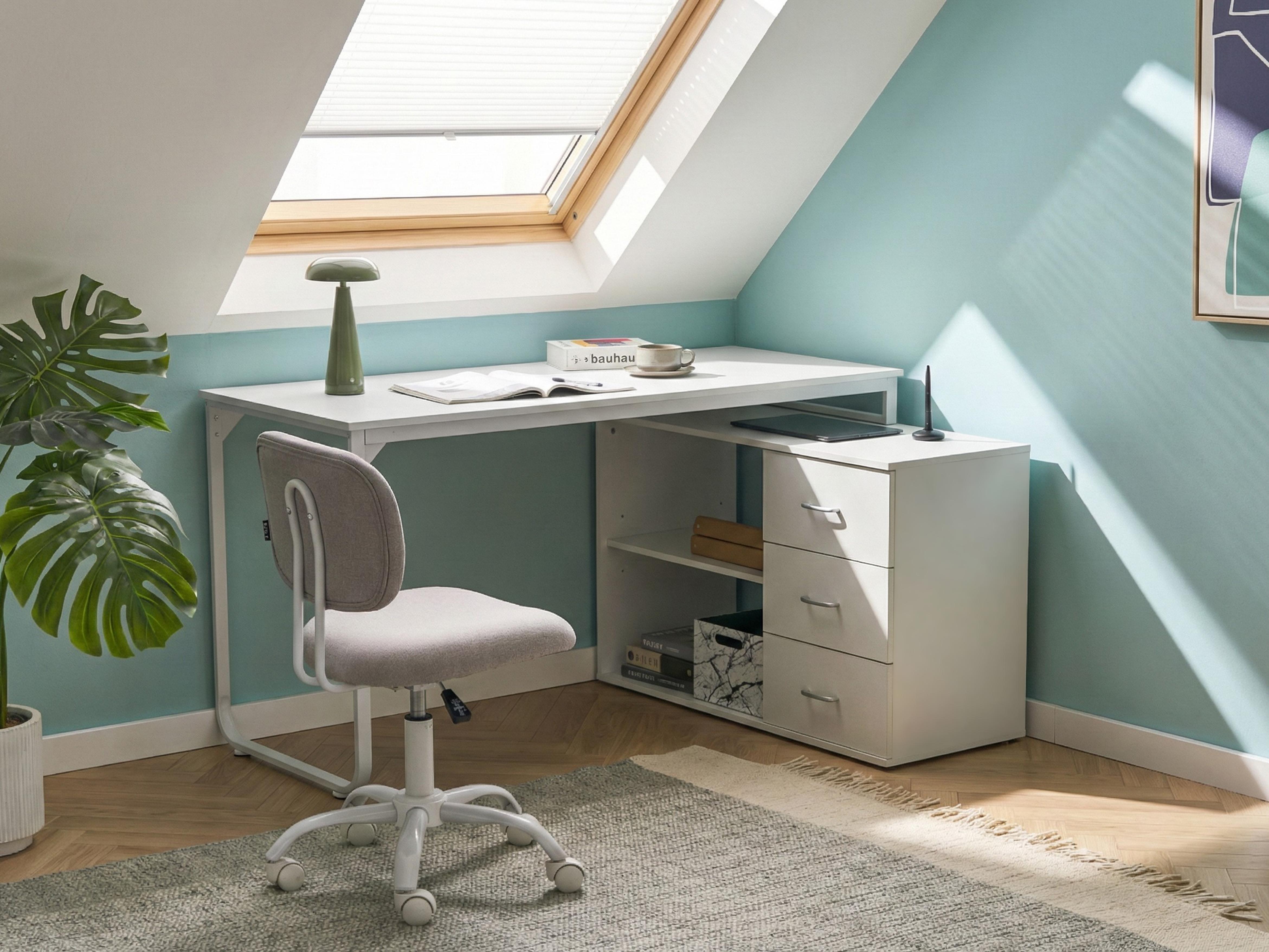 Corner Desk SOGNE White 140 cm 100 cm