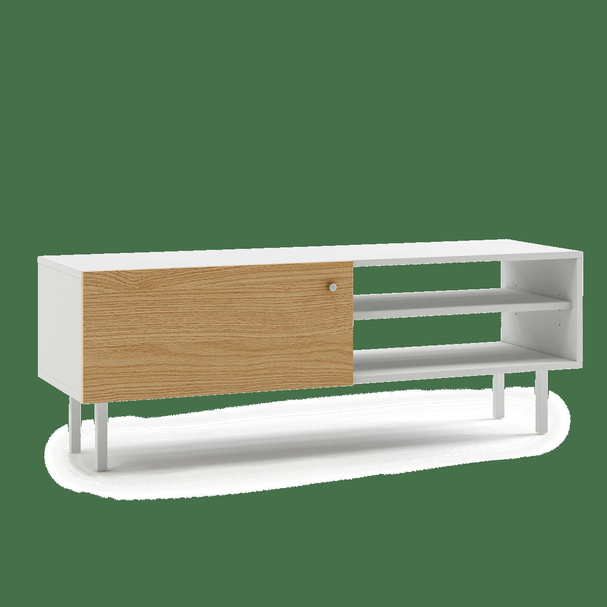 - Meuble TV et table de salon avec porte pliante blanche
