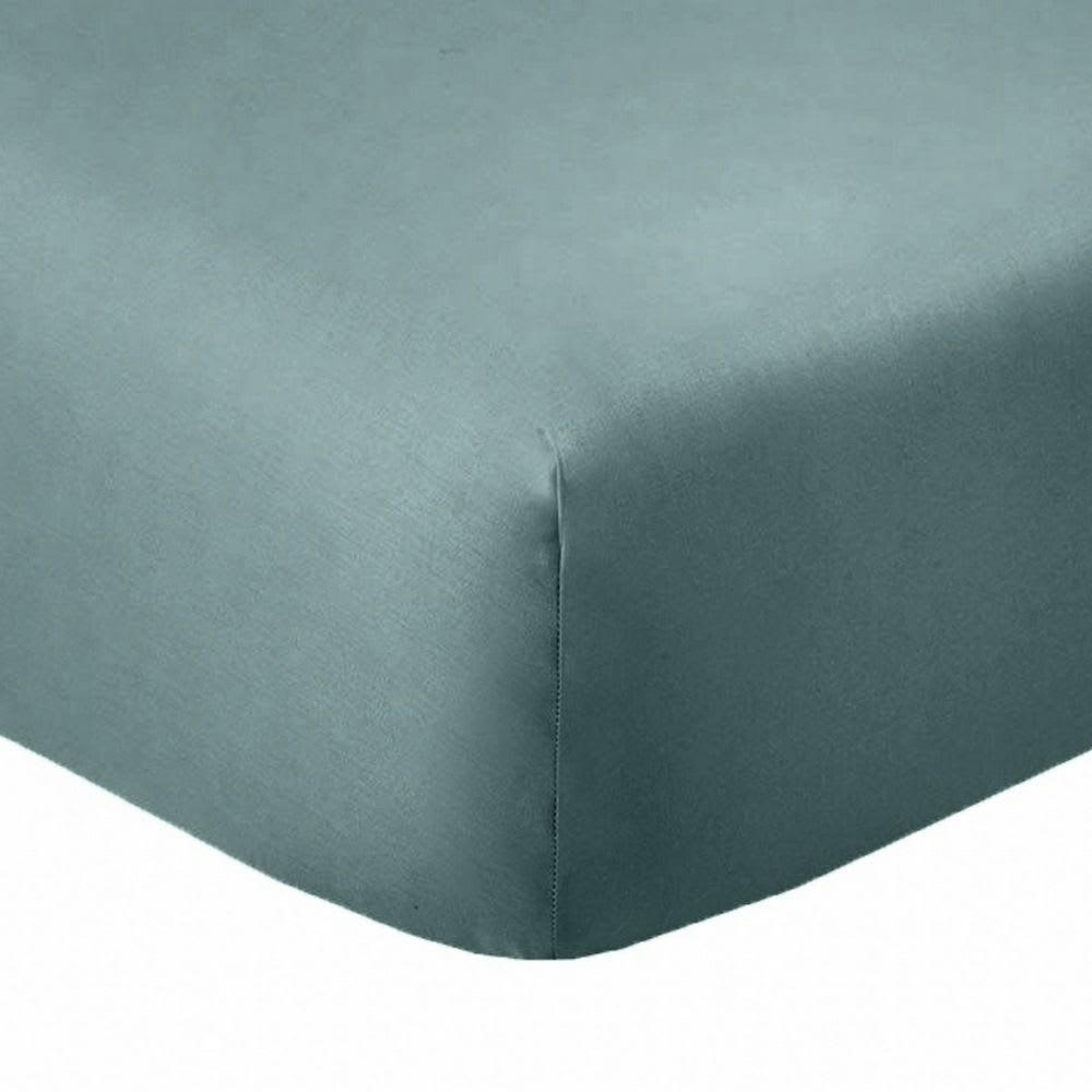 - Drap housse 2 places coton bleu canard 200x200 cm