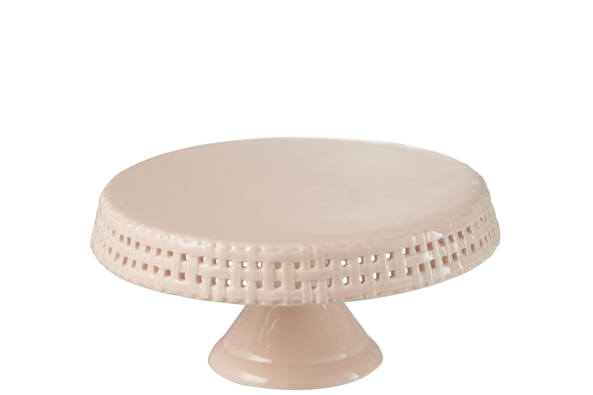 J-Line bord Cake bord - taartplateau - keramiek - roze - medium