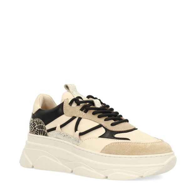Beige sneakers met animal print details