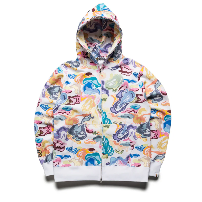 A Bathing Ape Art Camo Shark Full Zip Hoodie - White