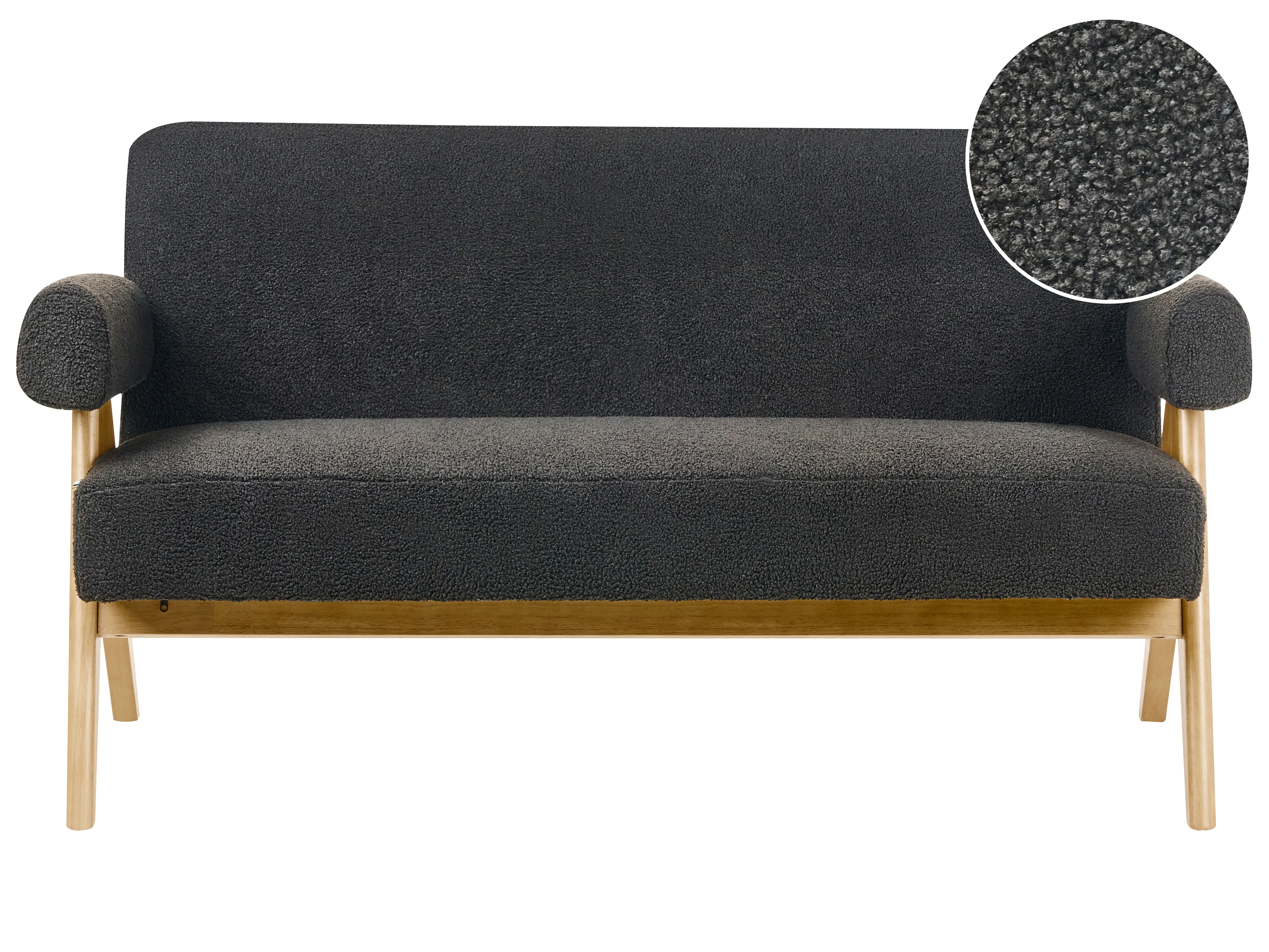 Upholstered Bench TAMRE Boucle Black/ Light Brown