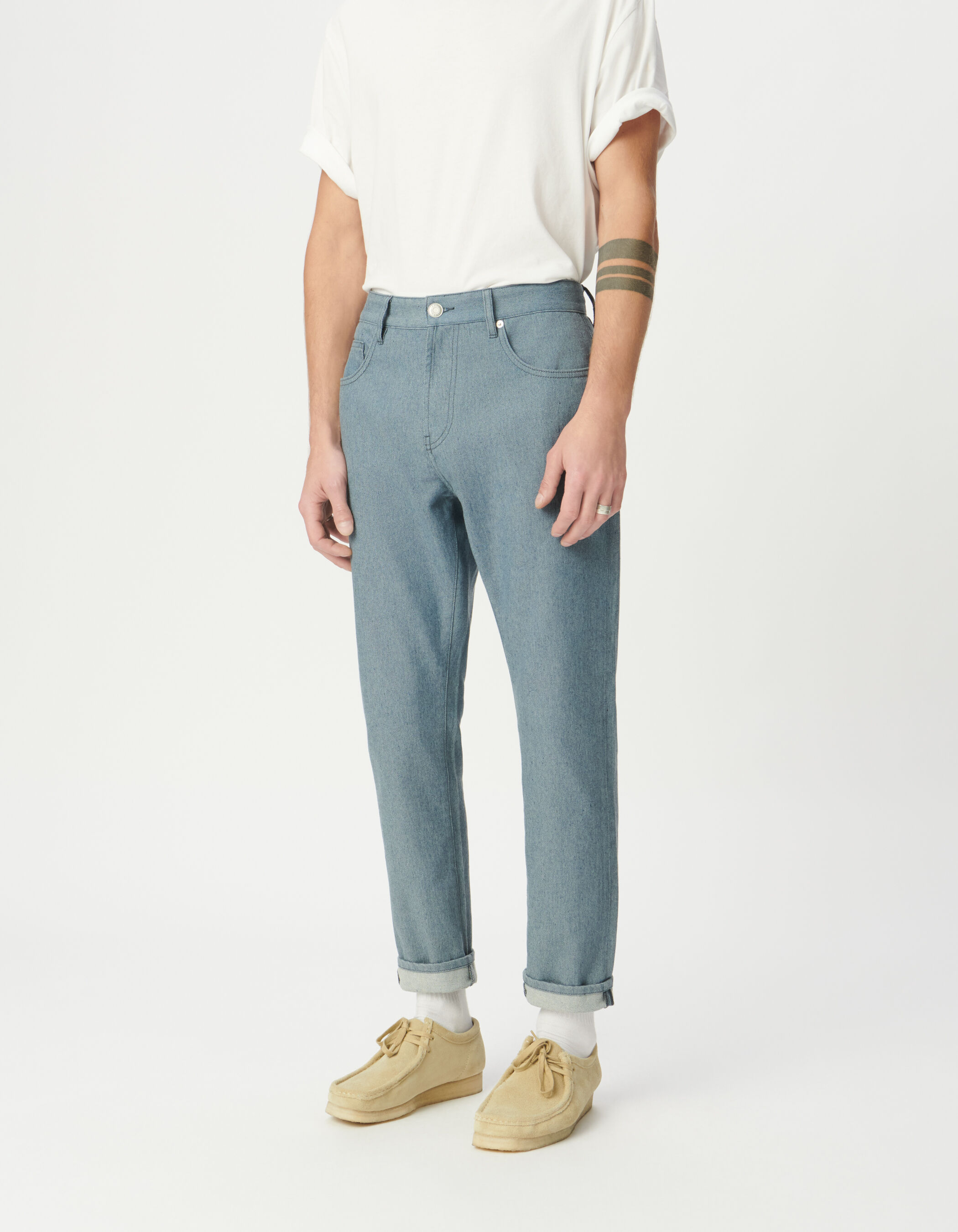 Jean tapered bleu effet chiné Ben Homme