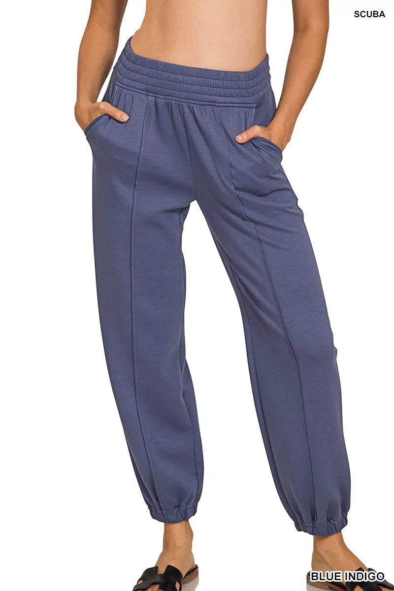 Scuba Elastic Waist Joggers with pockets