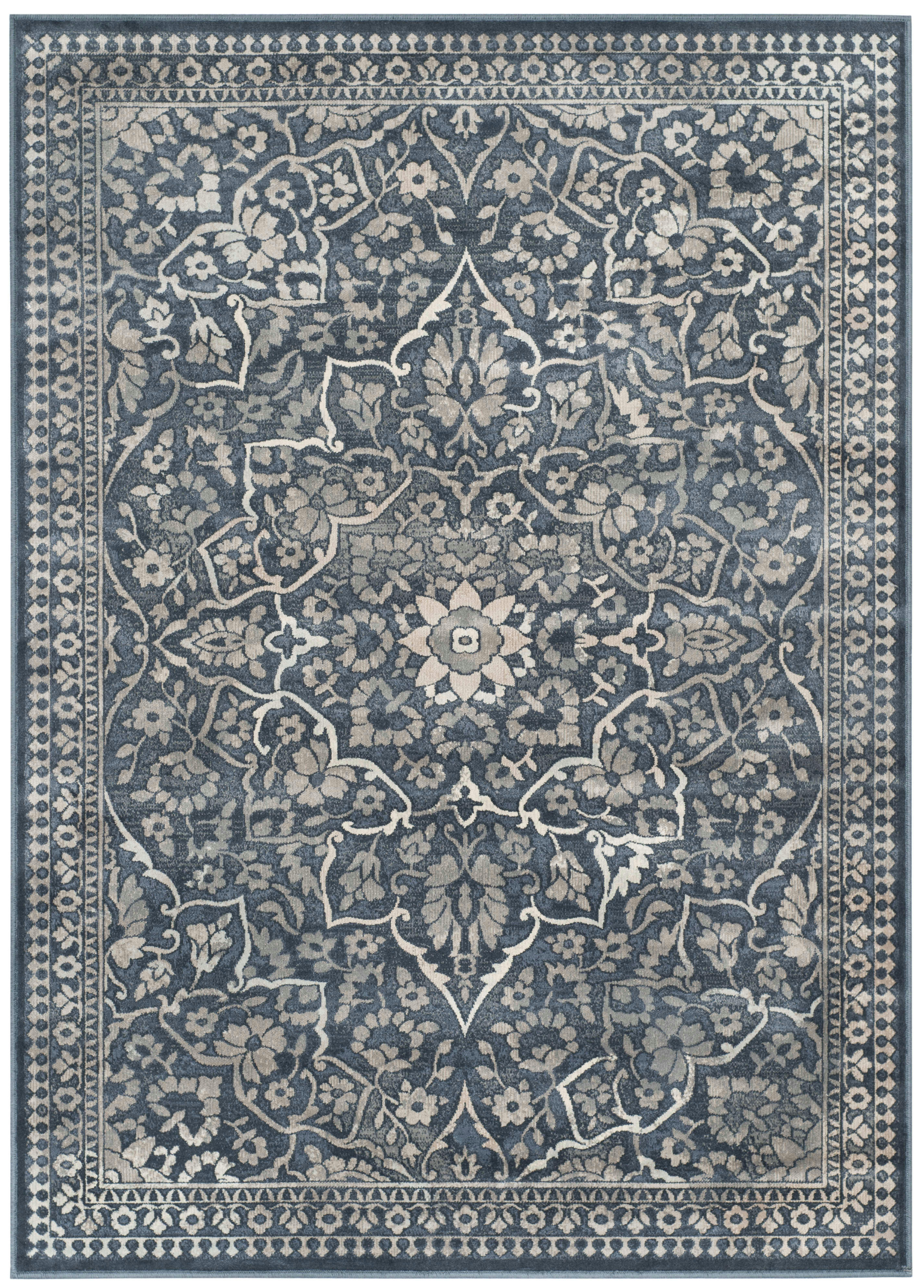 VINTAGE - Tapis de salon interieur en bleu & gris clair, 122 x 170 cm