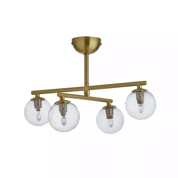 Habitat Chuck 4 Light Flush to Ceiling Light - Brushed Brass